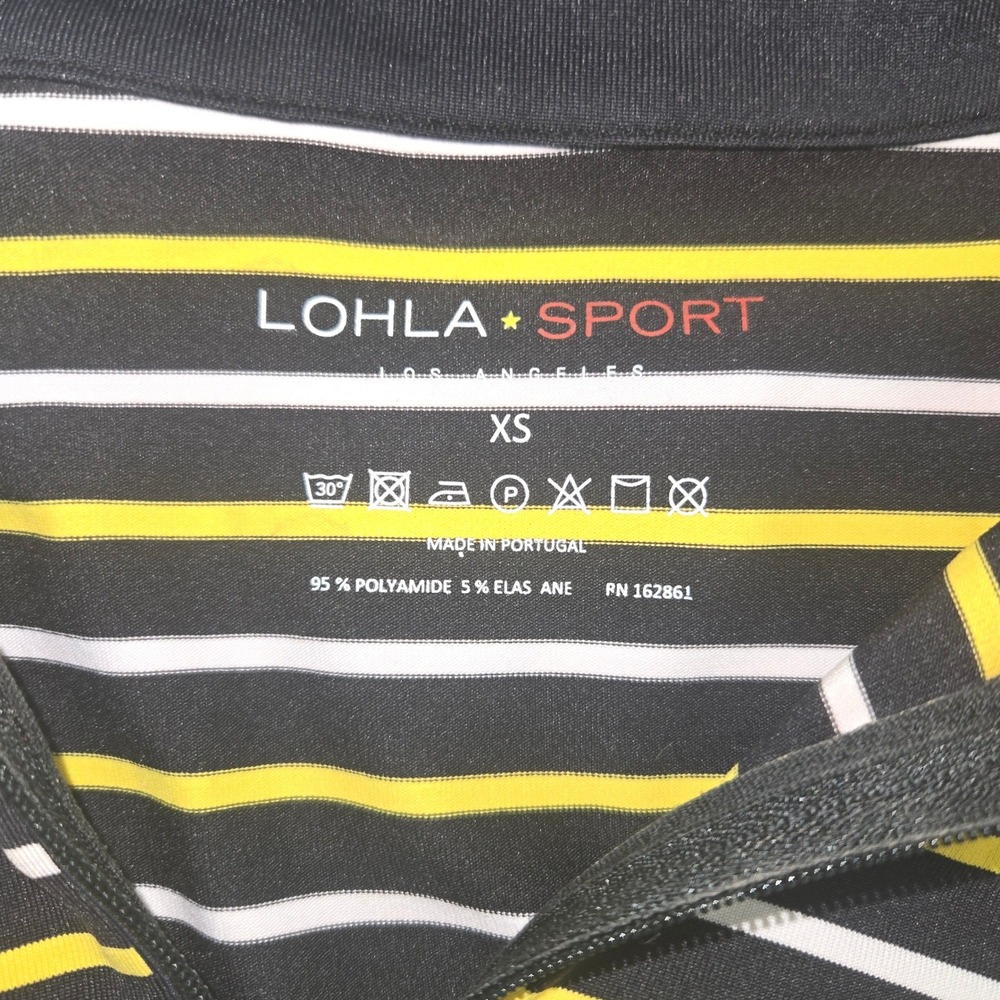 Lohla Sport‎ Striped Quarter Zip Pullover Top XS Black Yellow White Athletic - Picture 8 of 11